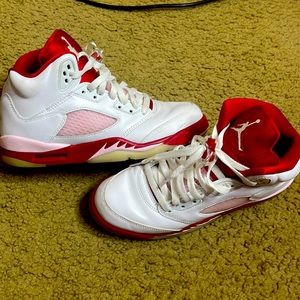 Air Jordan 5 pink white and red